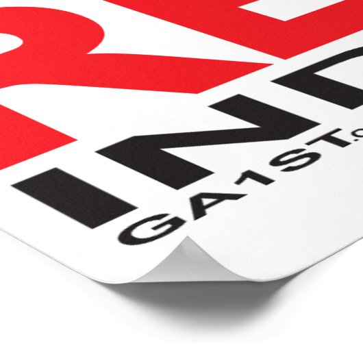 Unsichtbares Poster Schwarz/Rot über Lichtfarbe (Ecke)