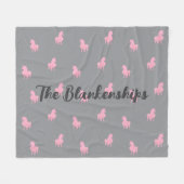 Unsichtbares rosa Einhorn auf Grau Fleecedecke (Vorderseite (Horizontal))