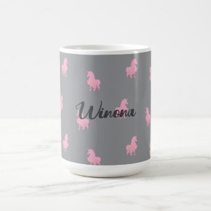 Unsichtbares rosa Einhorn auf Grau Kaffeetasse