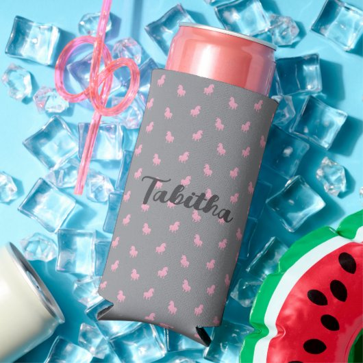 Unsichtbares rosa Einhorn auf Grau Selters Dosenkühler (In Situ Sommer)