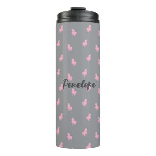 Unsichtbares rosa Einhorn auf Grau Thermosbecher