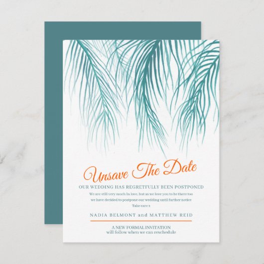 Unspeichern Sie das Datum Hochzeitswechsel der Pla Save The Date (Vorne/Hinten)