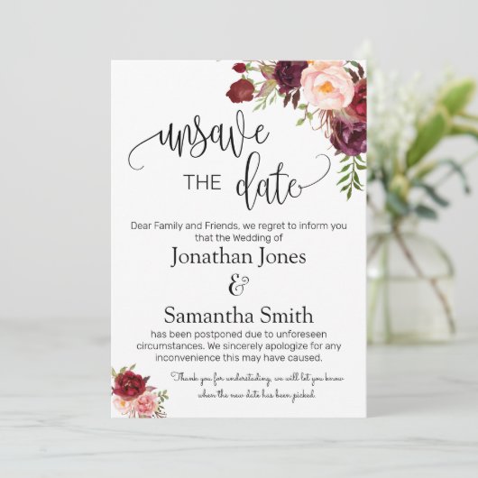 Unspeichern Sie die Daten Hochzeit Datum ändern ma Einladung (Stehend Vorderseite)