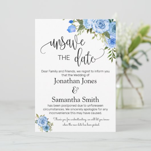 Unspeichern Sie die Daten Hochzeitsdatum ändern bl Einladung (Stehend Vorderseite)