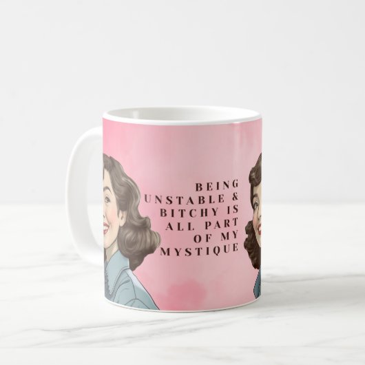 Unstable & Bitchy - Retro Mystique Kaffeetasse (Vorderseite Links)
