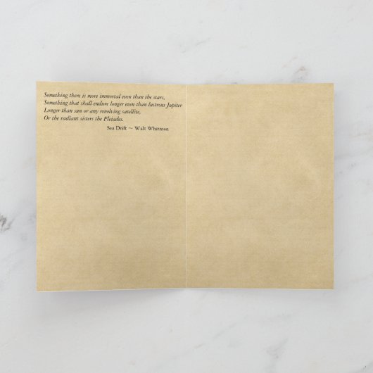 "Unsterblicher als die Stern-" Beileids-Zitat Karte (Innenseite)