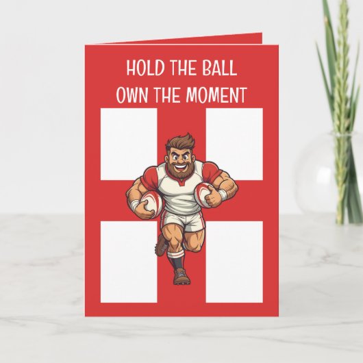 Unstoppable Charge Cartoon Rugby Power Run Karte (Vorderseite)