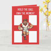 Unstoppable Charge Cartoon Rugby Power Run Karte (Gelbe Blume)