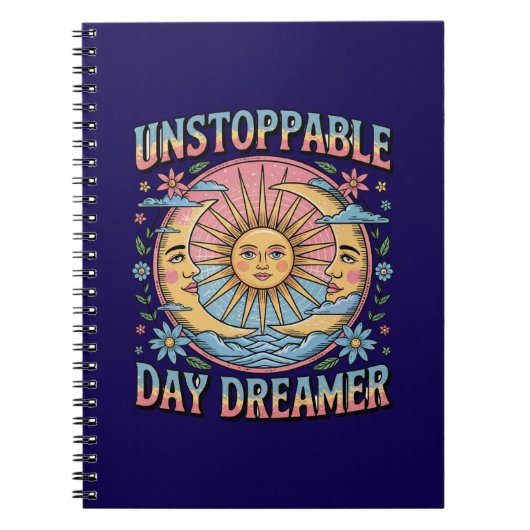 Unstoppable Daydreamer Sun Moon Retro Design Notizblock (Vorderseite)