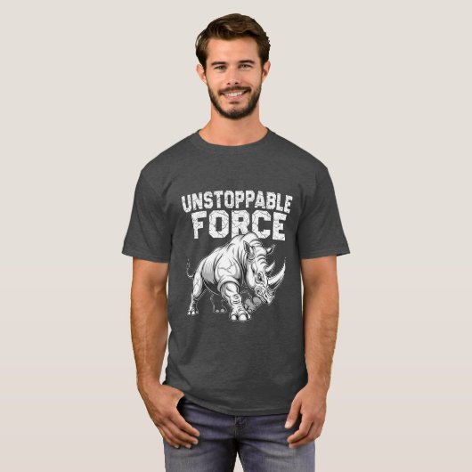 Unstoppable Force - Rhino Gym Motivation T-Shirt (Vorne ganz)