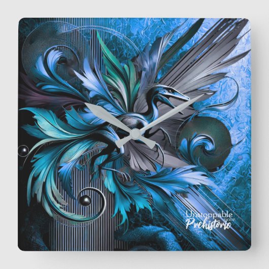 Unstoppable Raptor – Fuel Strength, Rule the Wild Quadratische Wanduhr (Vorderseite)