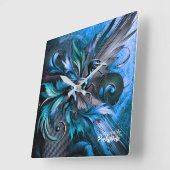 Unstoppable Raptor – Fuel Strength, Rule the Wild Quadratische Wanduhr (Winkel)