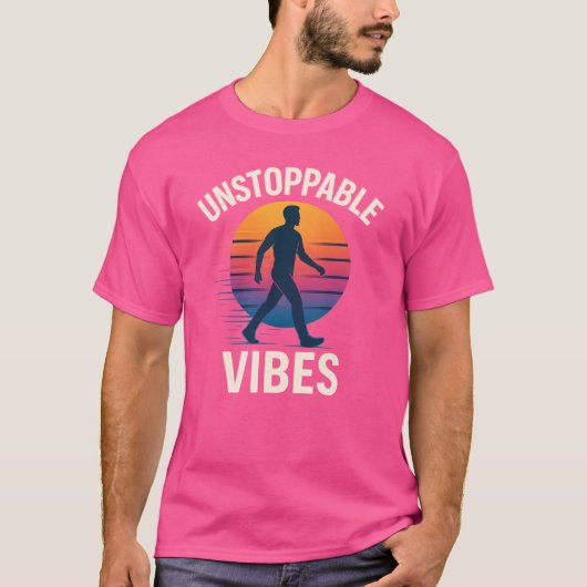 Unstoppable Vibes Retro Sunset Silhouette T-Shirt (Vorderseite)