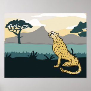 Untamed Cheetah 14"x 11" Art Print Poster