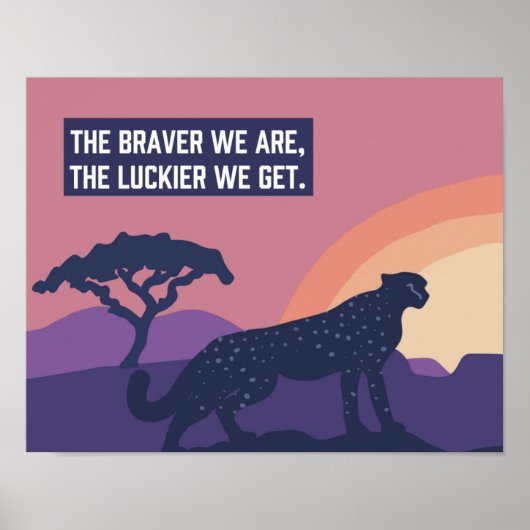 Untamed Cheetah Luckier 14"x 11" Art Print Poster (Vorne)