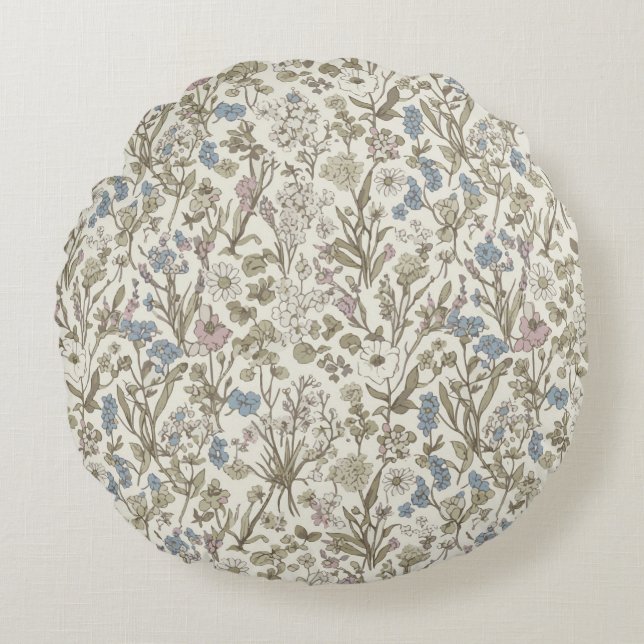 Untamed Petals Rundes Kissen (Vorderseite)