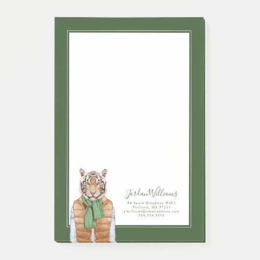 Unten addieren Weste-Tiger | Ihren Namen Post-it Klebezettel (Vorderseite)