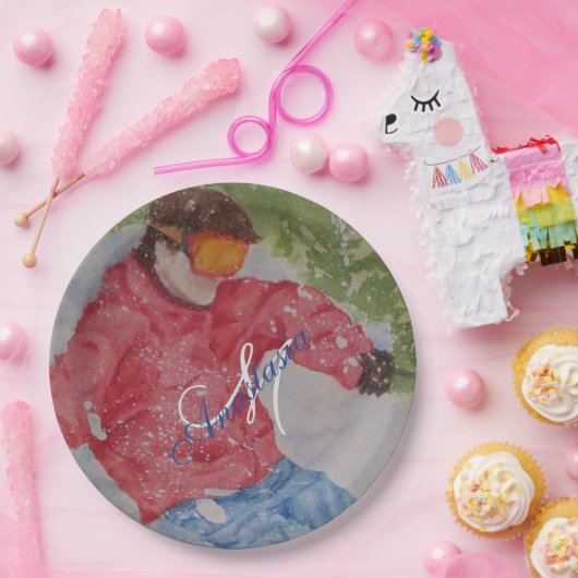 UNTEN HÜGELskier-PARTY-MONOGRAMM Pappteller (Party)