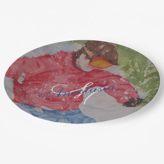 UNTEN HÜGELskier-PARTY-MONOGRAMM Pappteller (Schrägansicht)