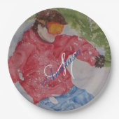 UNTEN HÜGELskier-PARTY-MONOGRAMM Pappteller (Vorderseite)