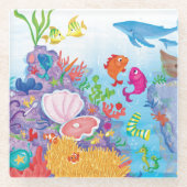 Unten im Ozean Glasuntersetzer (Vorderseite)