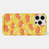 Unten Monogramm Name Gelb/Orange Blumenmuster iPhone Hülle (Rückseite (Horizontal))