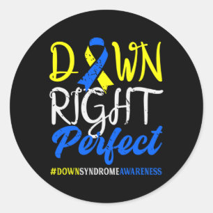 Unten Perfect Down Syndrome Awareness Runder Aufkleber