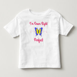 Unten recht vervollkommnen Sie, Down-Syndrom Kleinkind T-shirt