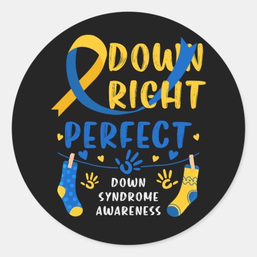 Unten rechts Perfect Down Syndrome Awareness Blue Runder Aufkleber (Vorderseite)