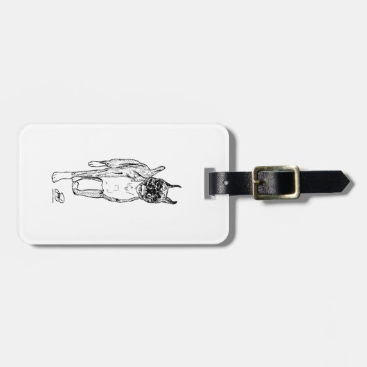 "Unten und zurück" Boxer-Kunst-Gepäckanhänger Gepäckanhänger (Vorderseite horizontal)