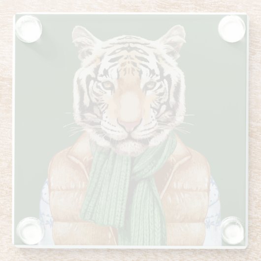 Unten Weste-Tiger Glasuntersetzer (Rückseite)