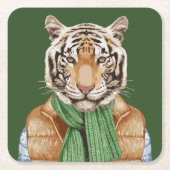 Unten Weste-Tiger Rechteckiger Pappuntersetzer (Vorderseite)