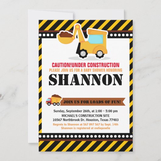 UNTER BAU Kinderdusche Einladung (Vorderseite)