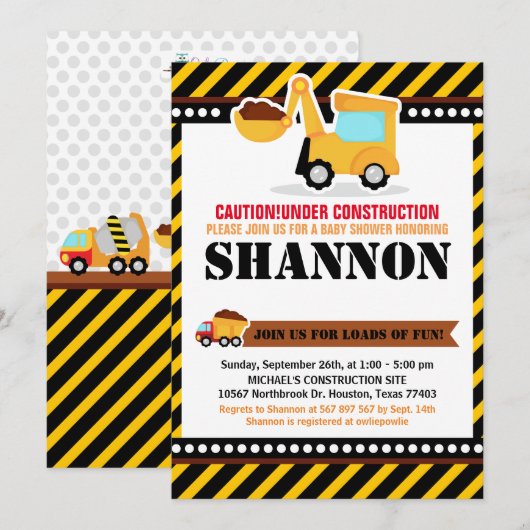 UNTER BAU Kinderdusche Einladung (Vorne/Hinten)