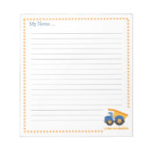 Unter Baugewerbe: Blauer LKW Notizblock (Vorderseite)