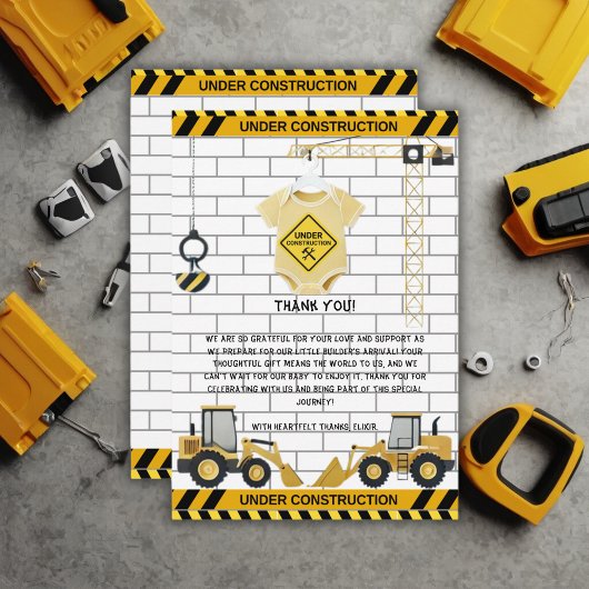Unter Baugewerbekleidung Babydusche Dankeskarte