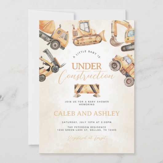 unter Baukinderdusche Einladung (Vorderseite)