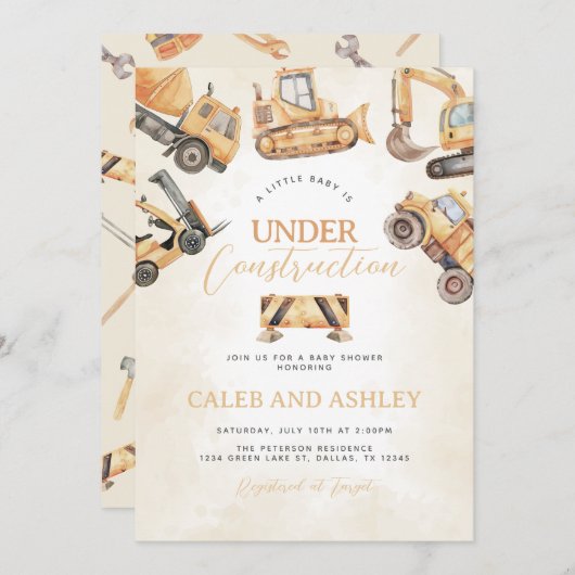 unter Baukinderdusche Einladung (Vorne/Hinten)