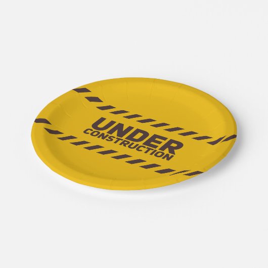 Unter Baustraßensignatur Grafik Pappteller (Schrägansicht)