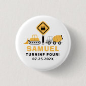 Unter Bauthema Jungen Einladung zum Geburtstag Button (Vorderseite)