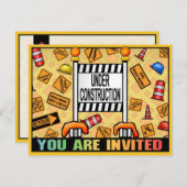 Unter Bauthema Kinder Party Einladung (Vorne/Hinten)