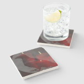 "Unter deinem Zauber in Rot" Steinuntersetzer (Seitenansicht)