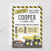 Unter dem Baugewerbe Truck Birthday Drive by Einladung (Vorderseite)