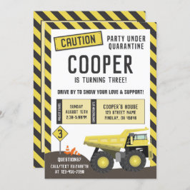 Unter dem Baugewerbe Truck Birthday Drive by Einladung