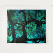 Unter dem Baum in Türkis Wandteppich (Vorderseite (Horizontal))