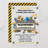 Unter dem Baustil Trucks Geburtstagspartei Einladung (Vorne/Hinten)