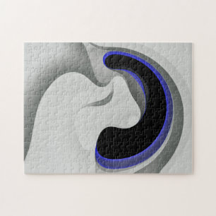 Unter dem Blau: Abstrakt grau, schwarz und blau Puzzle