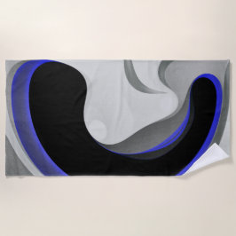 Unter dem Blau: Abstrakt grau, schwarz und blau Strandtuch