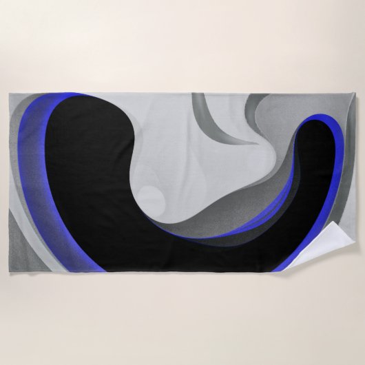 Unter dem Blau: Abstrakt grau, schwarz und blau Strandtuch (Vorderseite)