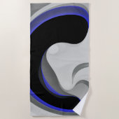 Unter dem Blau: Abstrakt grau, schwarz und blau Strandtuch (Vorderseite)